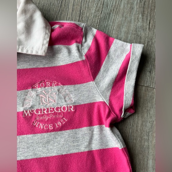 Girls ‘McGregor’ pink & grey striped Polo T-shirt. Like new. - Picture 5 of 8
